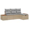vidaXL Tuin Sofa Set met kussen met opslag 4 pcs Beige poly rattan
