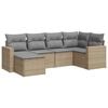 vidaXL 6-delige Loungeset met kussens poly rattan beige