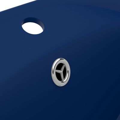 vidaXL Wastafel met overloop ovaal 58,5x39 cm keramiek mat donkerblauw