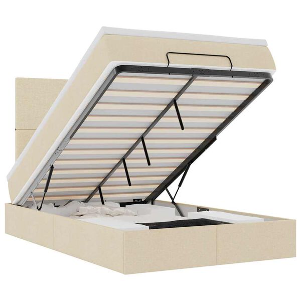 vidaXL Ottoman bed met matras 120x200cm stof cr&egrave;mekleurig