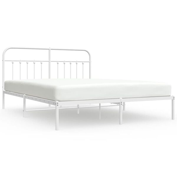 vidaXL Bedframe met hoofdbord metaal wit 180x200 cm