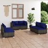 vidaXL 6-delige Loungeset met kussens poly rattan grijs