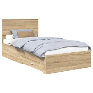 vidaXL Bedframe met hoofdeinde Sonoma Eiken 100 x 200 cm Bewerkt hout
