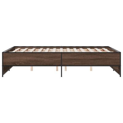 vidaXL Bedframe bewerkt hout metaal bruin eikenkleur 135x190 cm