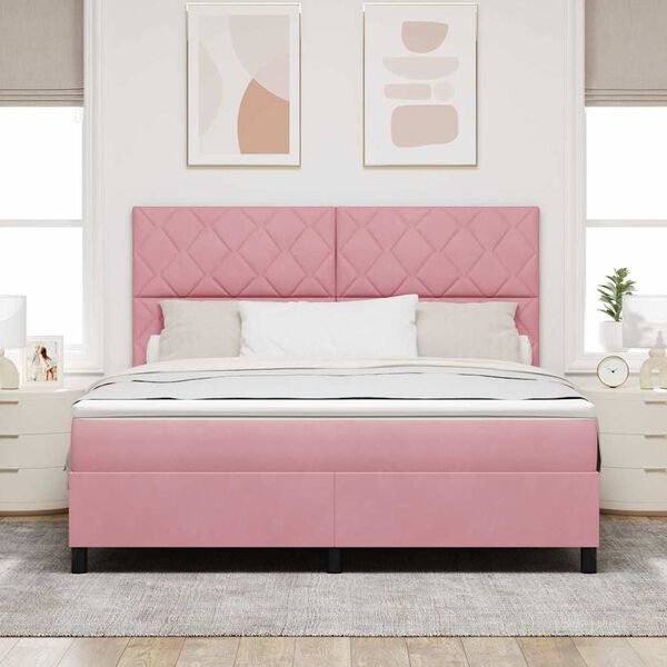 vidaXL Boxspringbed met matras met hoofdeinde Roze 180 x 200 cm Stof