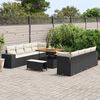 vidaXL Tuin Sofa Set met kussen 11 pcs Zwart poly rattan