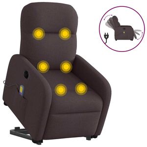 vidaXL Sta-op-massagestoel elektrisch verstelbaar stof donkerbruin