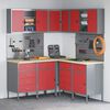 vidaXL Gereedschapskast set met plank 4 pcs Rood Gepoedercoat staal
