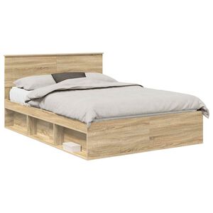 vidaXL Bedframe met hoofdeinde Sonoma 160 x 200 cm Bewerkt hout