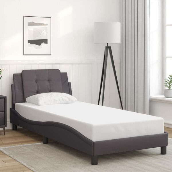 vidaXL Bedframe zonder matras "Zadar" kunstleer grijs 90x200 cm