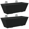 vidaXL Plantenbakken 2 st met haken poly rattan zwart