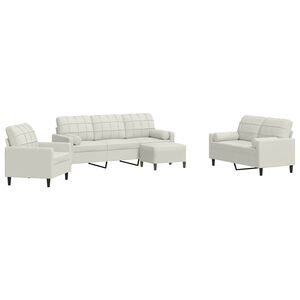 vidaXL 4-delige Loungeset met kussens en bolsters fluweel cr&egrave;mekleurig