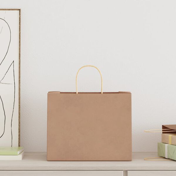 vidaXL Papieren zakken 50 st met hengsels 32x22x24 cm bruin