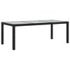vidaXL Tuintafel 190x90x75 cm gehard glas en poly rattan black