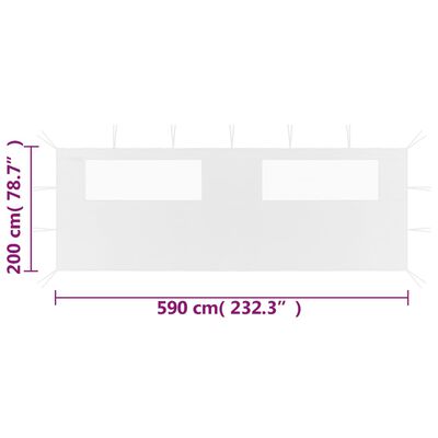 vidaXL Prieelzijwand met ramen 6x2 m wit