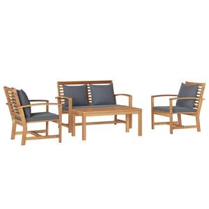 vidaXL Tuinbankenset 4 st Naturel Massief Teakhout