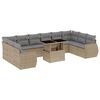 vidaXL 11-delige Tuinset met kussens poly rattan beige