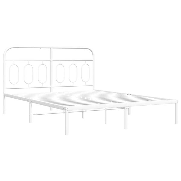 vidaXL Bedframe met hoofdbord metaal wit 140x190 cm