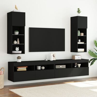 vidaXL Tv-meubels met LED-verlichting 2 st 30,5x30x90 cm zwart