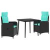vidaXL Bank tafel set 3 st PE Rattan en Poeder-Coated Staal