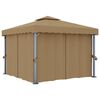 vidaXL Prieel met gordijn 3x3 m aluminium taupe