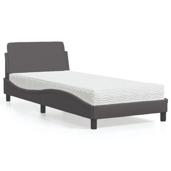 vidaXL Bed met matras "Dover" kunstleer grijs 90x190 cm