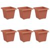 vidaXL Vierkante Bloempot 6 pcs Baksteenrood 43 x 43 x 33.5 cm