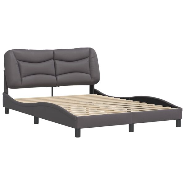 vidaXL Bedframe zonder matras "Hvar" kunstleer grijs 140x200 cm