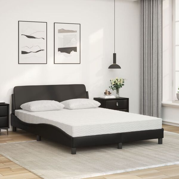 vidaXL Bed met matras "Dover" kunstleer zwart 140x190 cm