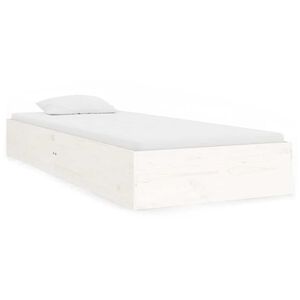 vidaXL Bedframe massief hout wit 75x190 cm