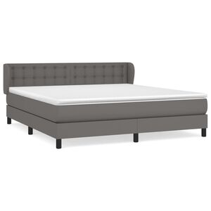 vidaXL Boxspring met matras kunstleer grijs 180x200 cm