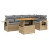 vidaXL 6-delige Loungeset met kussens poly rattan beige