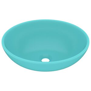 vidaXL Wastafel ovaal 40x33 cm keramiek mat lichtgroen