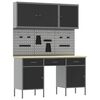 vidaXL Werk kast met lade 10 st Zwart Engineered hout en staal