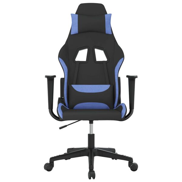 vidaXL Massage gamestoel stof zwart en blauw