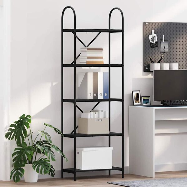 vidaXL Boekenkast Zwart Eiken 60 x 30 x 183 cm Bewerkt hout