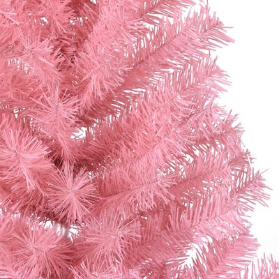 vidaXL Kunstkerstboom met standaard half 120 cm PVC roze