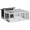 vidaXL Konijnenhok 144x123x67,5 cm massief grenenhout grijs