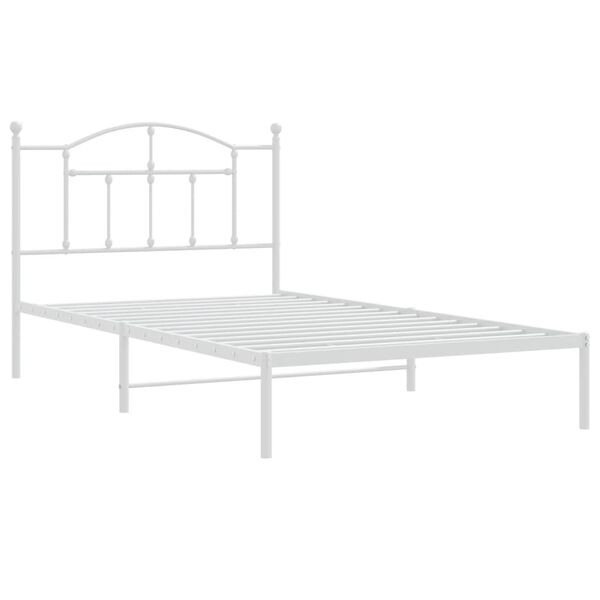 vidaXL Bedframe met hoofdbord metaal wit 107x203 cm