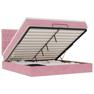 vidaXL Ottoman bed met matrassen en LED's 160x200cm fluweel roze