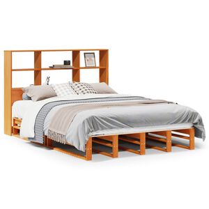 vidaXL Bed met boekenkast zonder matras hout wasbruin 150x200 cm