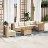 vidaXL 7-delige Loungeset met kussens poly rattan beige