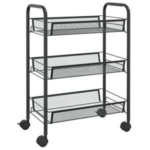 vidaXL Keukentrolley 3-laags 46x26x64 cm ijzer zwart