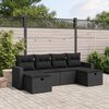 vidaXL 6-delige Loungeset met kussens poly rattan zwart