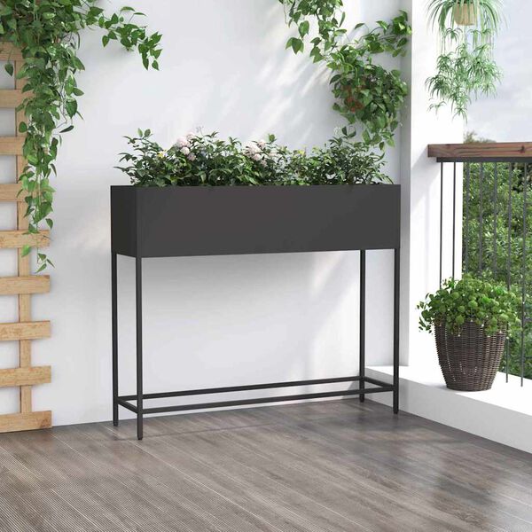vidaXL Verhoogde Tuin Plantbak Zwart 100 x 26 x 82 cm Staal