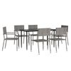 vidaXL 7-delige Tuinset poly rattan en staal grijs en zwart