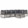 vidaXL 6-delige Loungeset met kussens poly rattan antracietkleurig