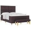 vidaXL Boxspring bed met hoofdeinde Donkerbruin 200 x 140 cm Stof