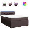 vidaXL Boxspring met matras stof donkerbruin 140x190 cm