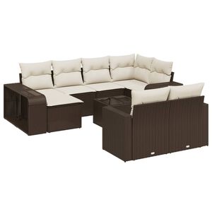 vidaXL 11-delige Loungeset met kussens poly rattan bruin